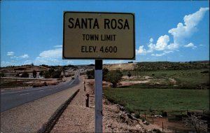 Santa Rosa New Mexico NM Town Boundary Bus Vintage Postcard