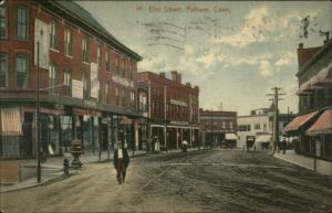 Putnam CT Elm Street Visible Stores c1910 Postcard 