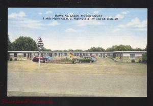 BOWLING GREEN KENTUCKY MOTOR COURT MOTEL OLD CARS LINEN ADVERTISING POSTCARD