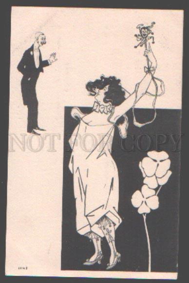 097771 SEMI-NUDE Woman & Dandy ART NOUVEAU vintage RARE PC