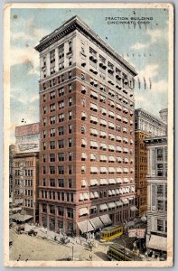 Cincinnati Ohio 1916 Postcard Traction Building Trolley Streetcars