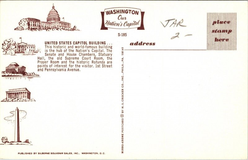 United States Capitol Building Streetview Washington DC Chrome Postcard 