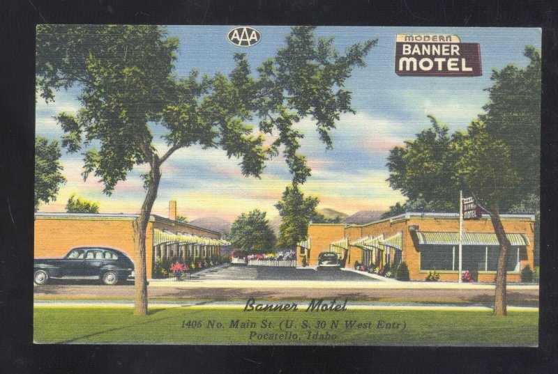 POCATELLO IDAHO BANNER MOTEL VINTAGE LINEN ADVERTISING POSTCARD