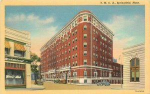 Autos linen 1940s YMCA Springfield Massachusetts Postcard Teich Bonneville 10129