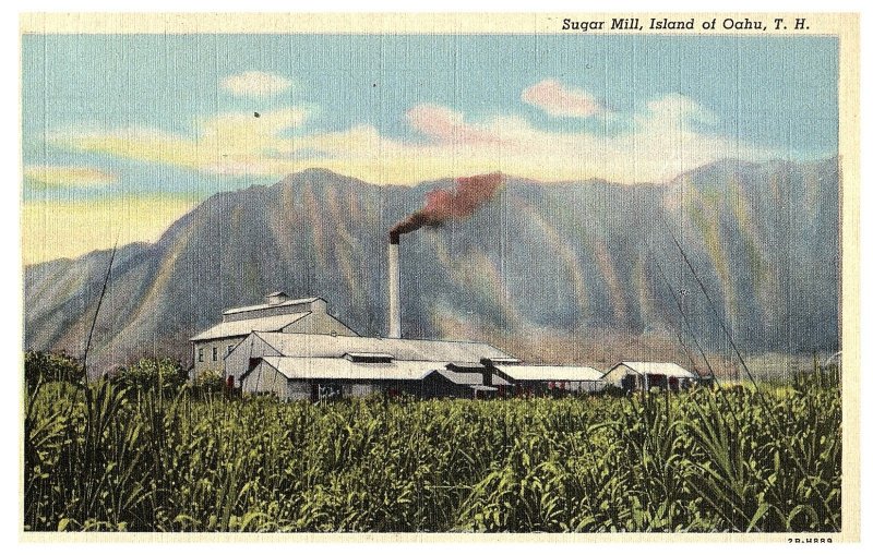 Sugar Mill Island of Oahu TH Territory of Hawaii w Mountains Hawaii Postcard