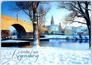 M-50130 Stone Bridge and Cathedral of St Peter Greetings from Regensburg Germany