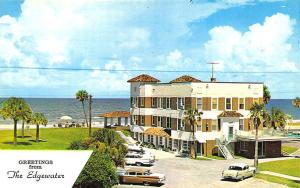 Daytona Beach FL Edgewater Beach Motel Old Cars Beach View Postcard