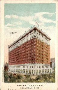 Vintage 1917 Hotel Deshler Columbus Ohio OH Antique Postcard