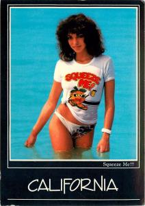 Postcard Risque California Sexy Bikini Beach Girl SQUEEZE ME circa 1980's