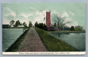 NEW ALBANY IND WATER TOWER & RESERVOIRS ANTIQUE POSTCARD