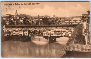 c1900s Florence, Italy Hotel de Rome Stamp Arno River Bridges Photo Postcard A82