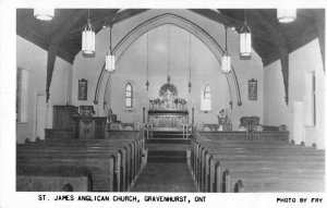 Gravenhurst Ont Canada St James Anglican Church Interior Real Photo PC AA48626