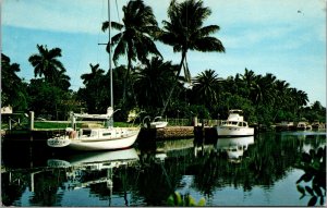 Vtg 1970s Sailboats and Power Boats Typical of Ft Lauderdale Florida FL Postcard