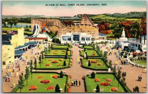 Cincinnati Ohio, View of Mall, Coney Island, Shopping Center, Vintage Postcard