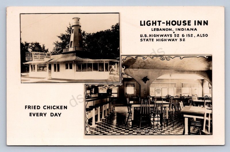 J89/ Lebanon Indiana RPPC Postcard c1940s Interior Light House Inn  389