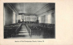Interior of First Presbyterian Church, Galena, Illinois c1910s Vintage Postcard