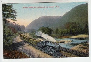P1979 old postcard old steam RR train chester & huntington view berkshires mass