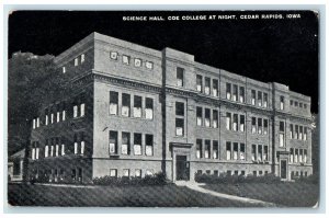 c1910's Science Hall Coe College At Night Exterior Cedar Rapids Iowa IA Postcard