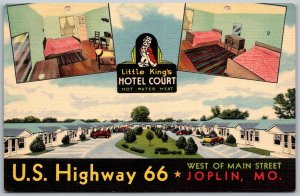 Joplin Missouri 1940s Postcard Little King's Hotel Court Motel ROUTE 66