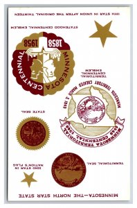 Minnesota MN Statehood Centennial 1858-1958 State Flag Seal Emblem Postcard U10