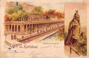 Karlsbad Czech Republic Muhl Spring Gruss aus Antique Postcard J60792