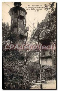 Old Postcard Suresnes The restaurant of the Tour de Belle Cyclist