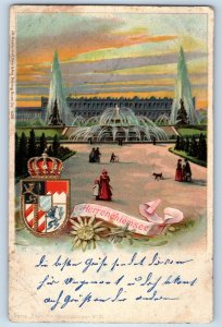 Bavaria Germany Postcard Herrenchiensee Building and Fountain 1902 Antique