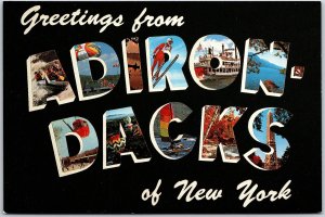 Greetings From Adirondacks New York State Forest Preserve Large Letter ostcard