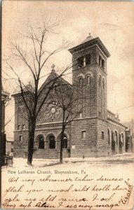 Postcard PA Waynesboro New Lutheran Church - Publ. P.W. Geidt No. 52143 1906 M12