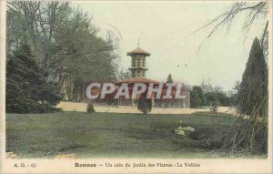 Old Postcard A 65 g reindeer plants a garden area of ??the aviary