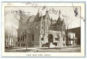 c1910's South Bend Public Library Exterior Building Indiana IN Vintage Postcard