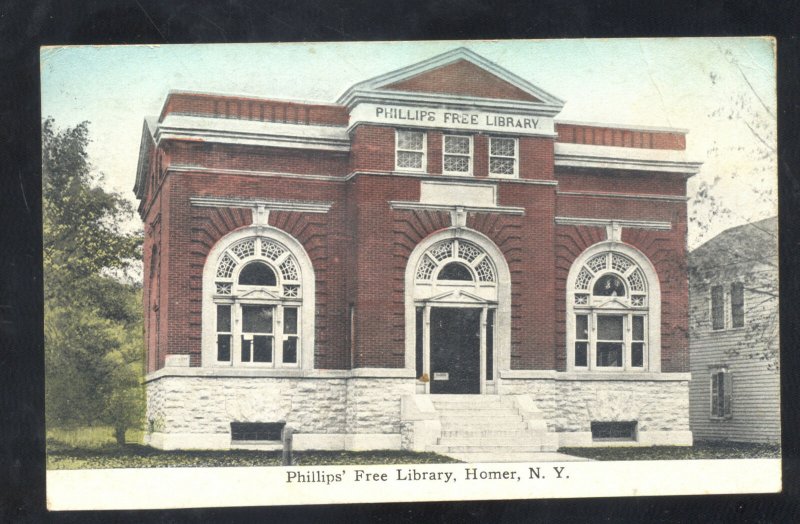 HOMER NEW YORK PHILIPS FREE LIBRARY VINTAGE POSTCARD NY