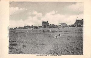 Coutainville France birds eye view beach scene bathers antique pc Y11556