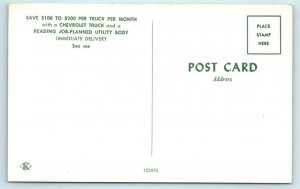 Advertising READING JOB PLANNED UTILITY BODIES Chevrolet Truck Pickup Postcard