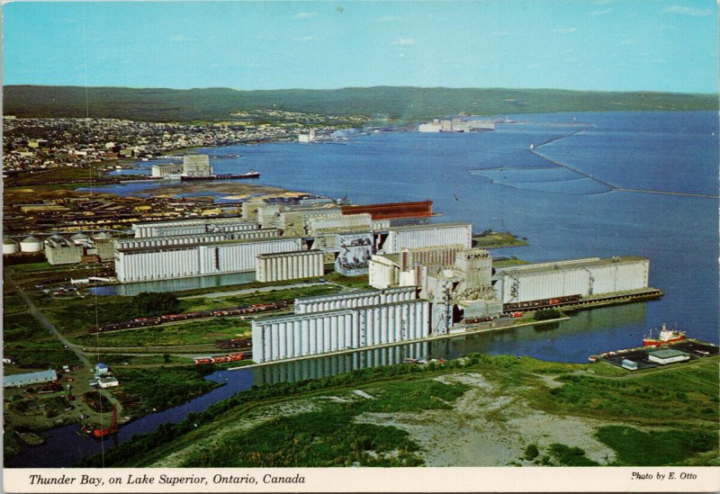 Thunder Bay Ontario ON Grain Elevators Lake Superior Unused Postcard C6