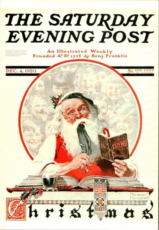 2~4X6 Postcards NORMAN ROCKWELL Saturday Evening Post Repros CHRISTMAS & SANTA