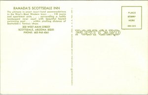 Vtg 1960s Ramada's Scottsdale Inn Hotel Swimming Pool Arizona AZ Unused Postcard