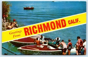 RICHMOND, CA California~ BOATING Scenes c1950s BANNER Contra Costa Co. Postcard