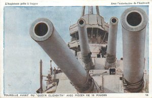Front turret of the Queen Elizabeth warship postcard