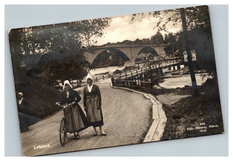 Vintage 1926 RPPC Postcard Swedish Women Stålberg Rättvik Leksand Sweden