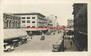 AZ, Phoenix, Arizona, RPPC, Central Avenue, Business Section, Photo