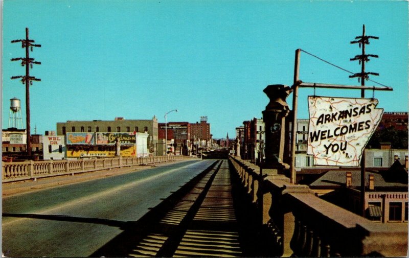 Vtg Fort Smith AR Garrison Avenue Looking East Street View 1950s Postcard