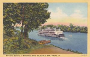 Excursion Steamer on Mississippi River En Route to New Orleans LA Louisiana