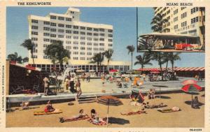 MIAMI BEACH, FL Florida  KENILWORTH HOTEL  Pool~Beach ROADSIDE  c1940's Postcard