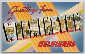 Wilmington Delaware Scenic Large Letter Greeting DE Linen Postcard M22