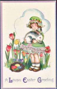 EASTER  Girl Holding An Easter Bunny
