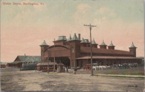 Postcard Railroad Union Depot Burlington Vermont VT