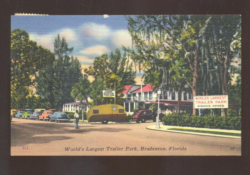 BRADENTON FLORIDA WORLD'S LARGEST TRAILER PARK VINTAGE CAMPER POSTCARD