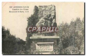 Postcard Old Asnieres Clichy Cimetiere des Chiens Monument Barry E M