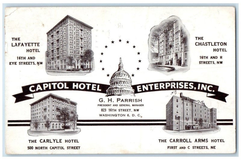 1953 Capitol Hotel Enterprises Inc Washington DC Multiview Vintage Postcard